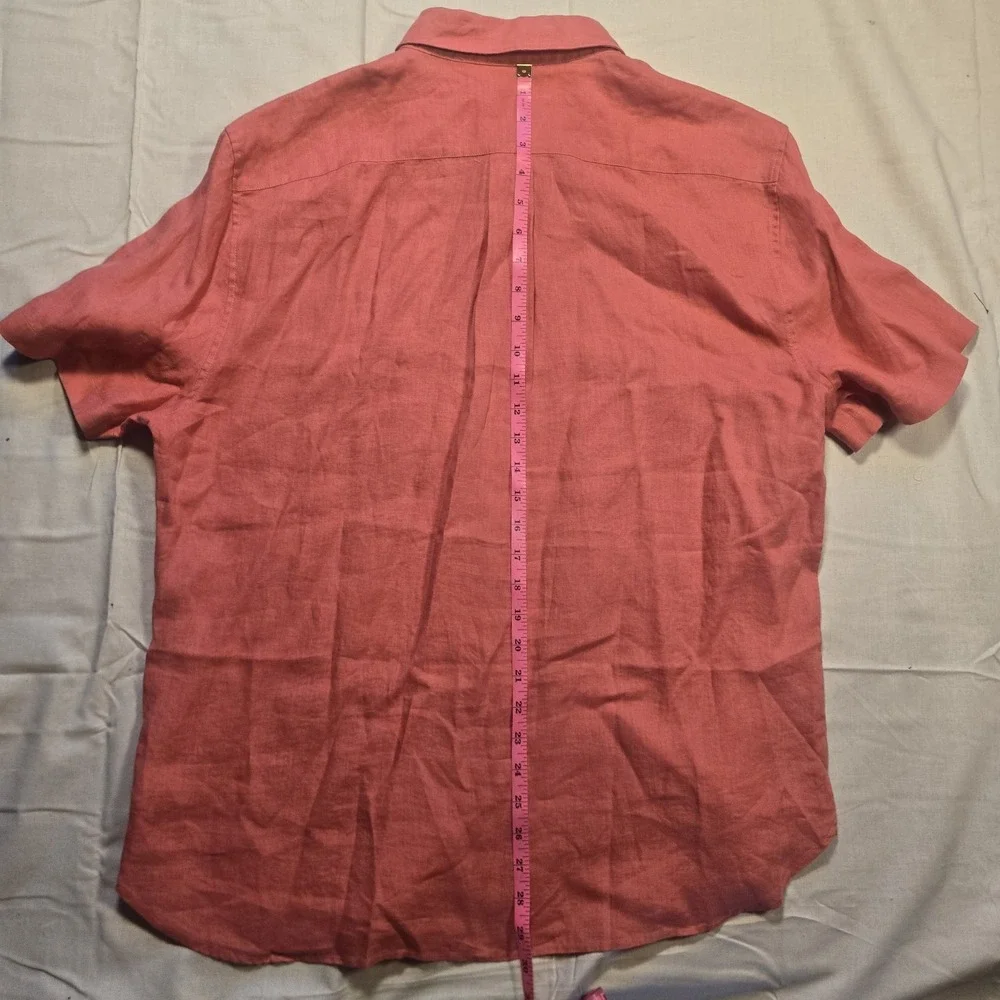 NWT Vince Men's Cotton/Linen Short Sleeve Shirt Red Size Large